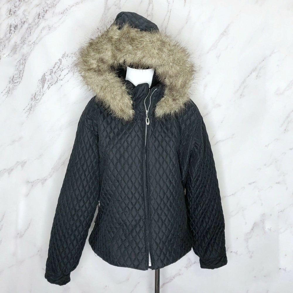 Obermeyer Quilted Black Ski Winter Jacket Fur